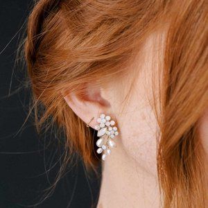 Freshwater pearl and crystal cluster earrings -- twigs & honey